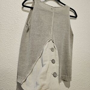 Crea Concept Linen Ramie Blend Knit Tank Top EU Size 44/L